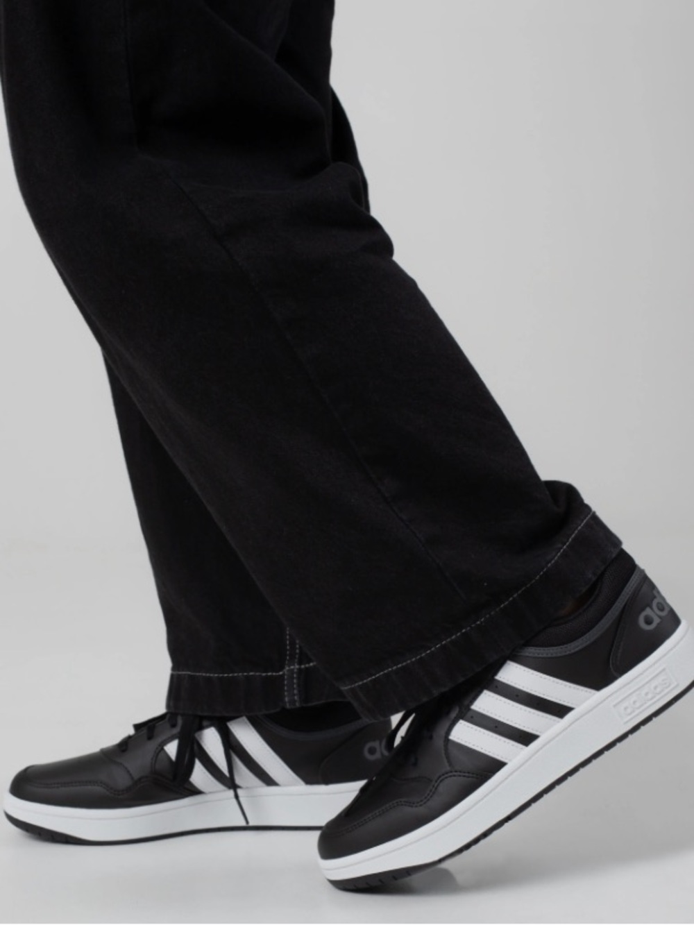 adidas Youth Black & White “Hoops 3.0” Low-Top Sneakers